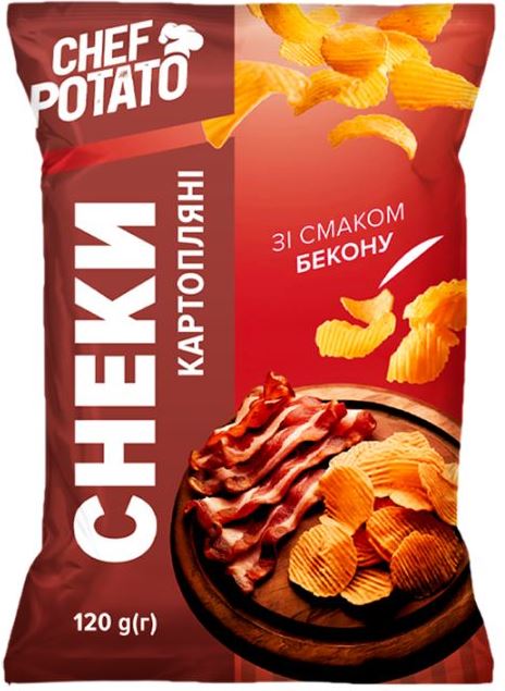 Chef Potato Bacon-Flavored Potato Snacks, 120 g