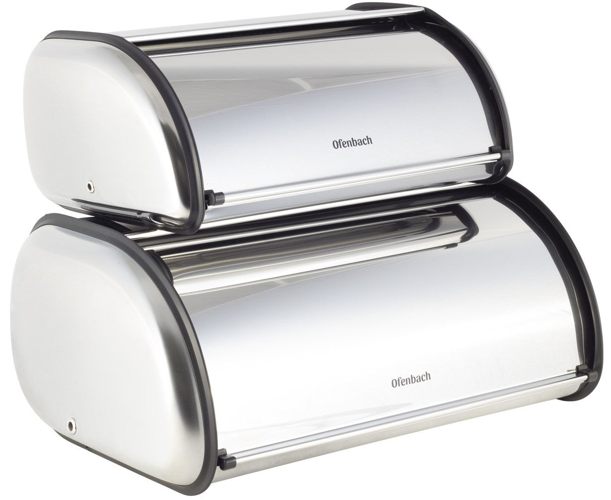 Ofenbach NB100802 Stainless Steel Bread Box Set, 43.5 x 27 x 18 cm & 36 x 23 x 14.5 cm