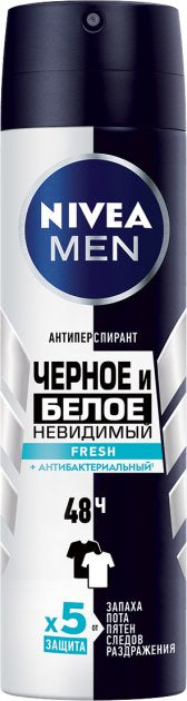 Nivea Fresh Invisible Black & White Men's Antiperspirant Deodorant Spray, 150 mL