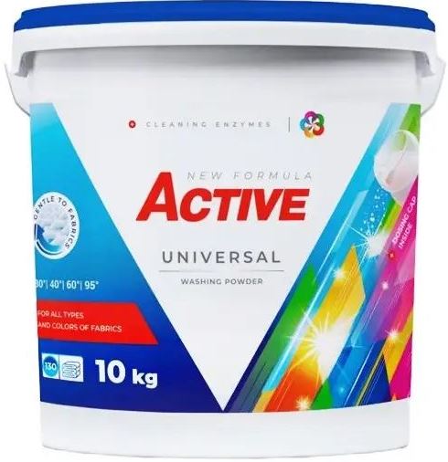 Active Universal Laundry Detergent Powder Bucket, 130 Loads, 10 kg