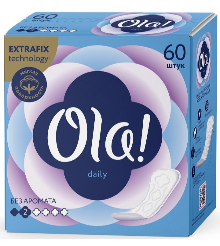 Ola! Daily Normal Unscented Panty Liners, 60 pcs