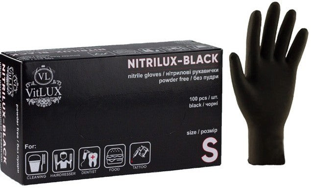 VitLUX S Black Nitrile Gloves, 100 pcs