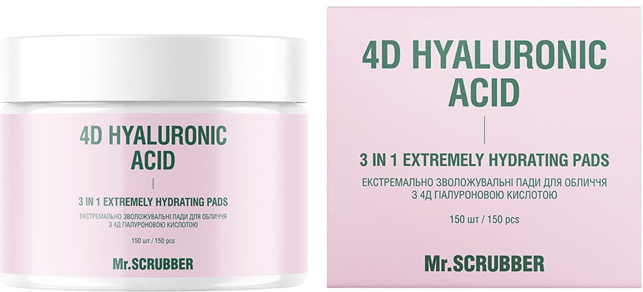 Mr. Scrubber 4D Hyaluronic Acid Intensive Moisturizing Facial Pads, 150 pcs