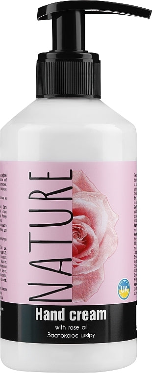 Bioton Cosmetics Nature Rose Oil Hand Cream with Pump, 300 mL