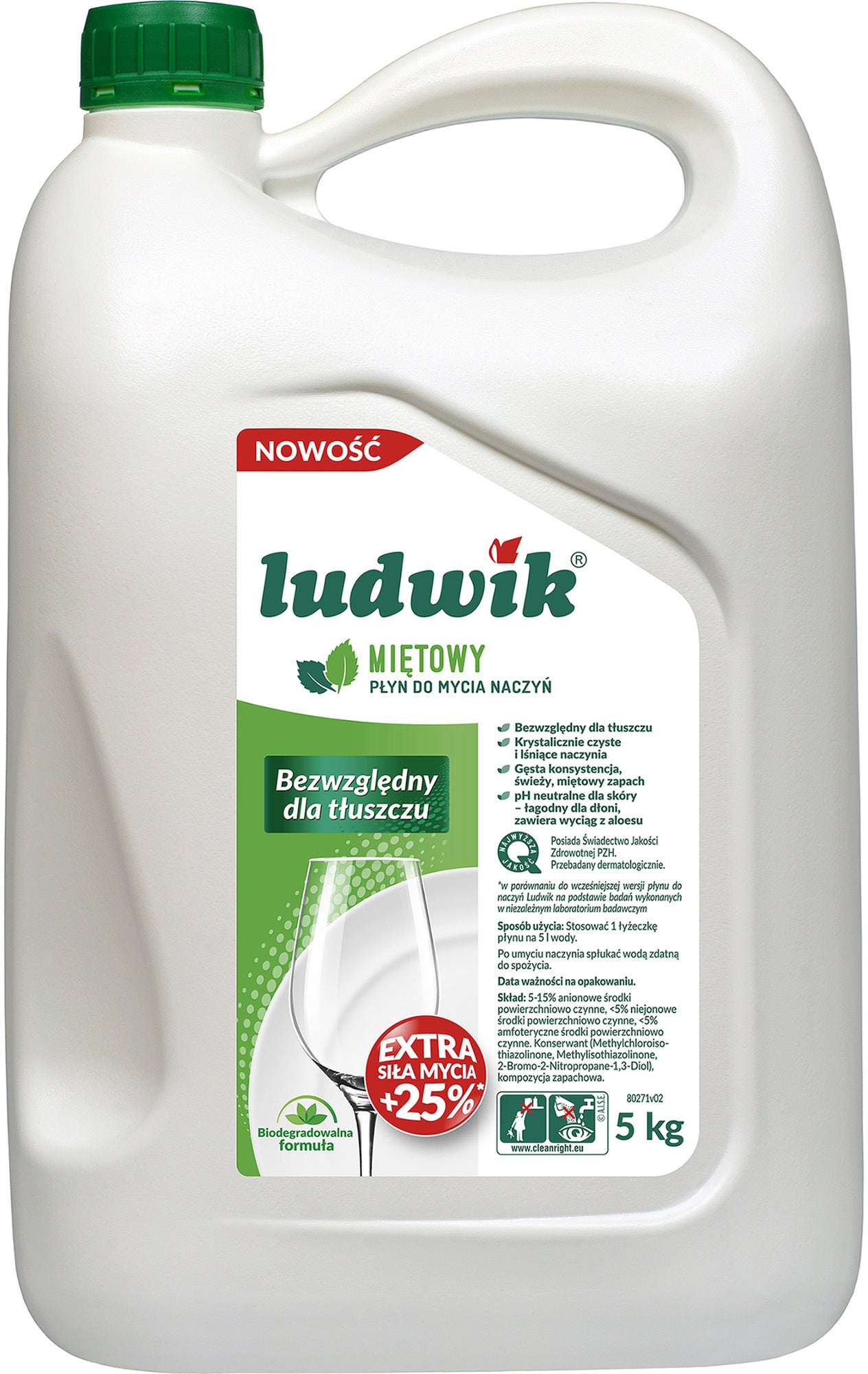 Ludwik Mint Dishwashing Liquid, 5 kg