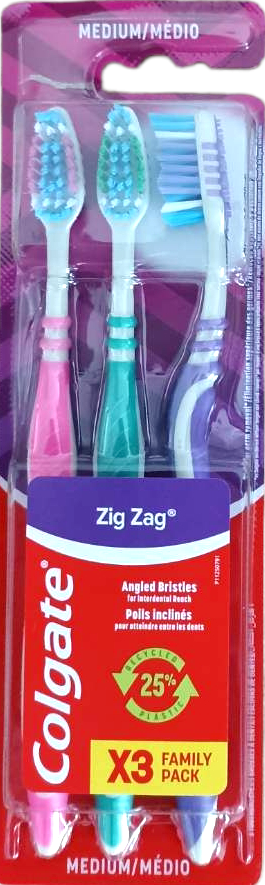 Colgate Zig Zag Medium Toothbrushes, 3 pcs