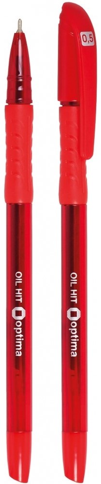 Optima Hit Red Oil-Based Ballpoint Pen, 0.5 mm