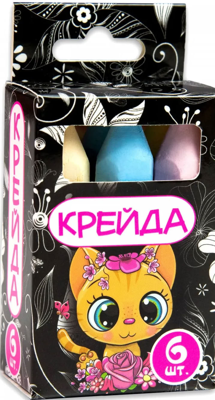 50111 Pencil-Shaped Colored Chalk, 6 Pieces