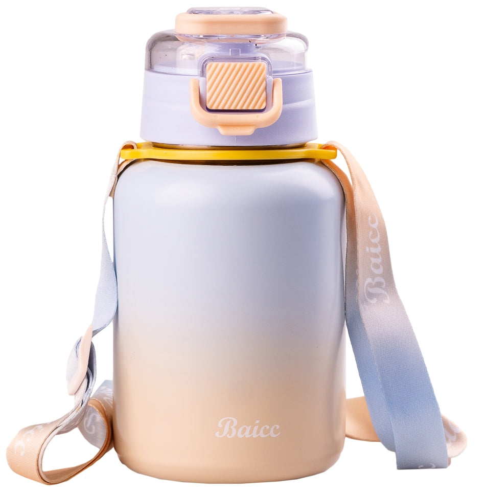 Baicc 8857 Blue Gradient Thermos with Straw, 600 mL