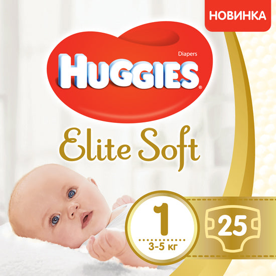 Huggies Elite Soft 1 Baby Diapers, 25 pcs, 3-5 kg