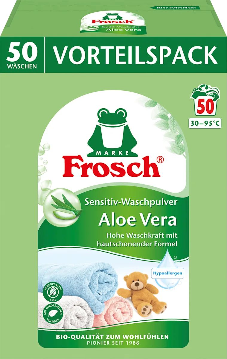 Frosch Sensitive Aloe Vera Laundry Detergent Powder, 50 Loads, 3.3 kg