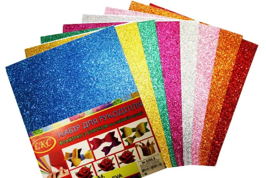 Assorted A4 Self-Adhesive Glitter Craft Foam, 1.5 mm - Image 2