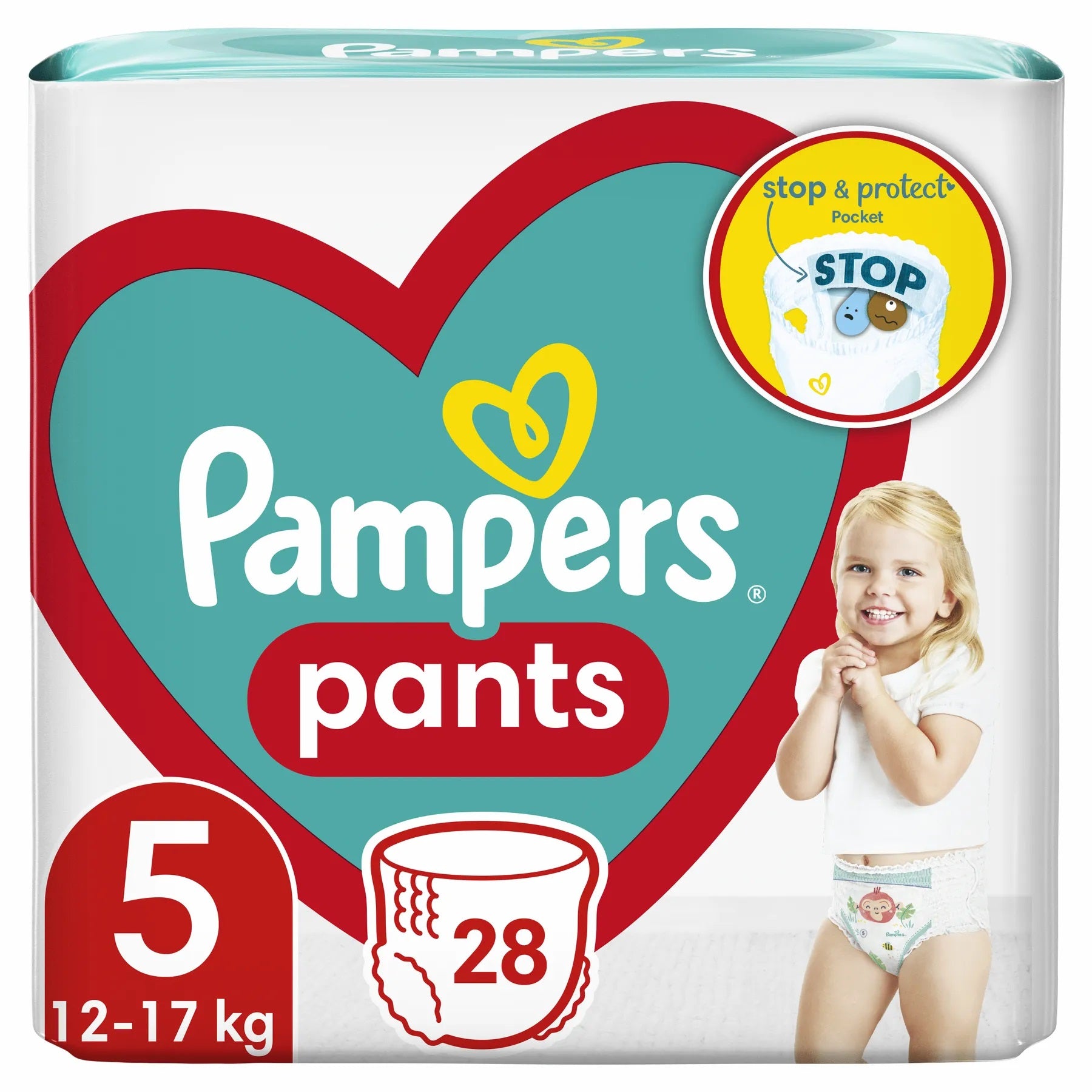 Pampers Pants Junior Size 5 Baby Pull-Up Diaper Pants, 12-17 kg, 28 pcs