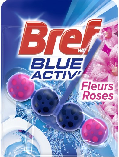 Bref 4-in-1 Blue Activ Pink Flowers Toilet Rim Block, 50 g