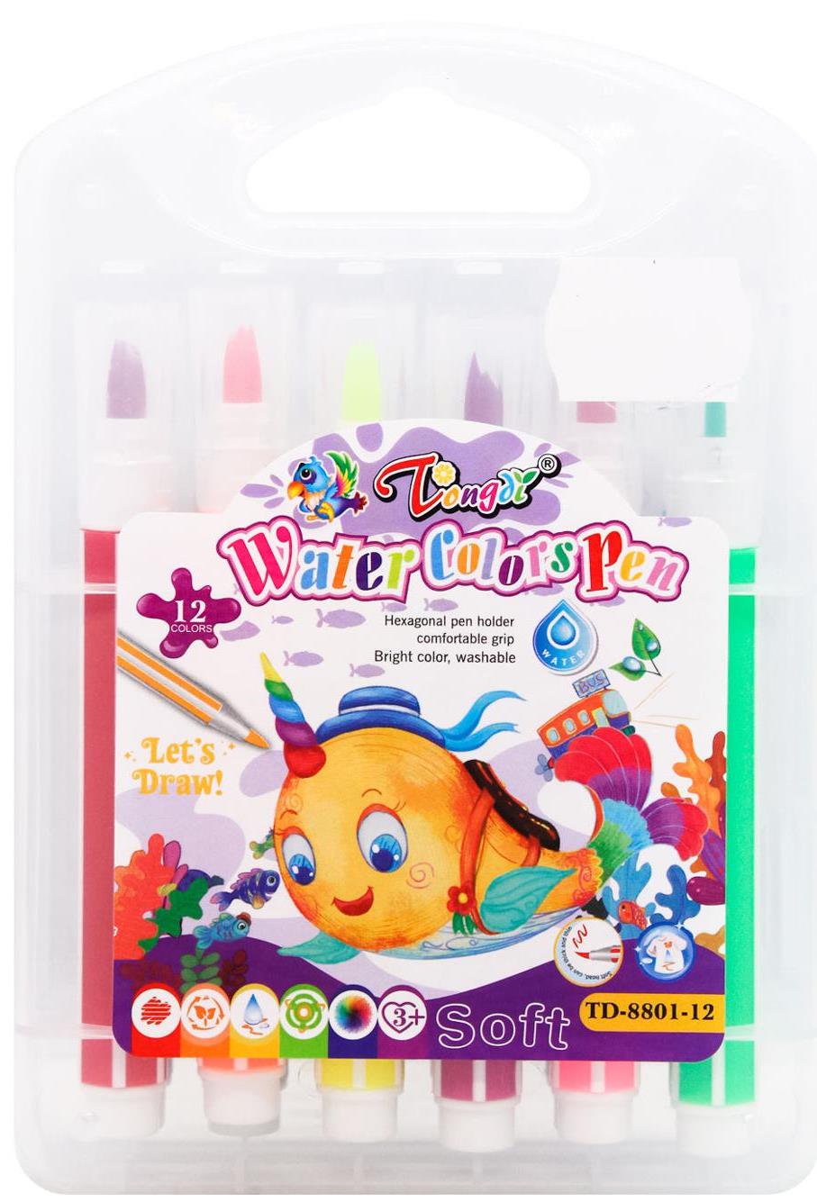 Tongdi 8801-12 Sea World Soft Brush Marker Set, 12 Colors