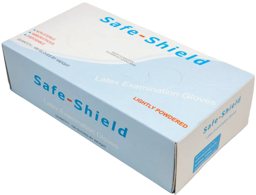 Safe-Shield White Latex Medical Gloves, Size L, 100 pcs