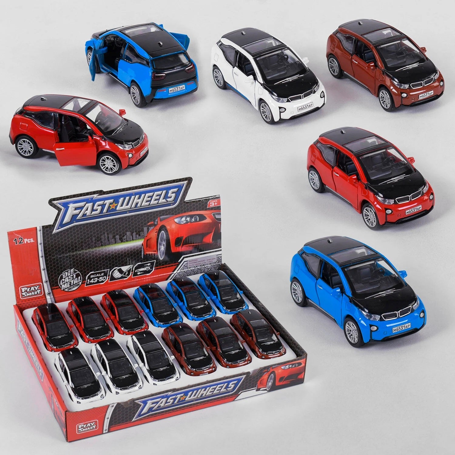 6531D/6527D Friction-Powered Metal Toy Car with Opening Doors - Image 2