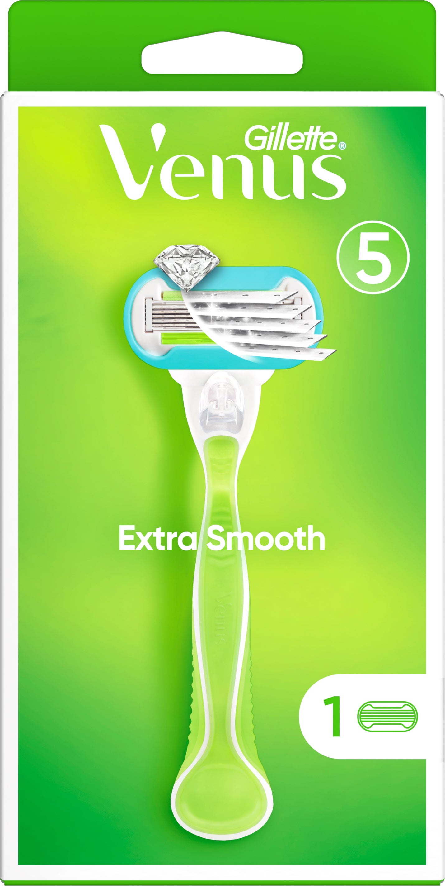 Gillette Venus Extra Smooth Women's Razor with 1 Five-Blade Cartridge