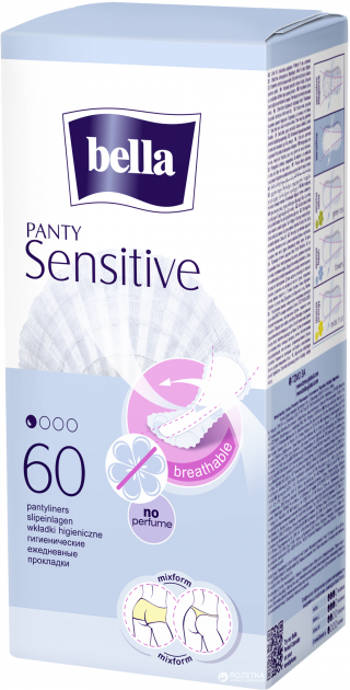 Bella Sensitive Panty Liners, 60 pcs