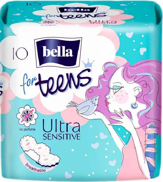 Bella Sanitary Pads for Teens Ultra Sensitive, 10 pcs