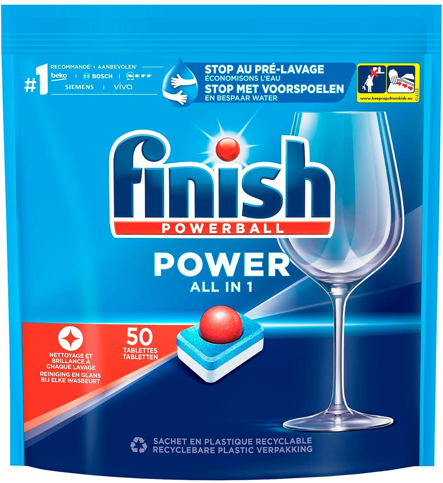 Finish Powerball Power All in One Dishwasher Tablets, 50 pcs (Price per 1 pc)