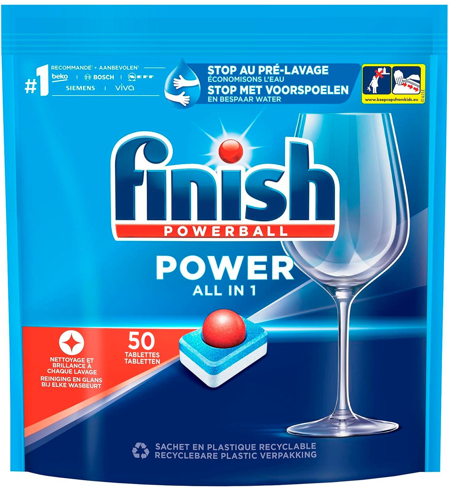 Finish Powerball Power All in One Dishwasher Tablets, 50 pcs (Price per 1 pc)