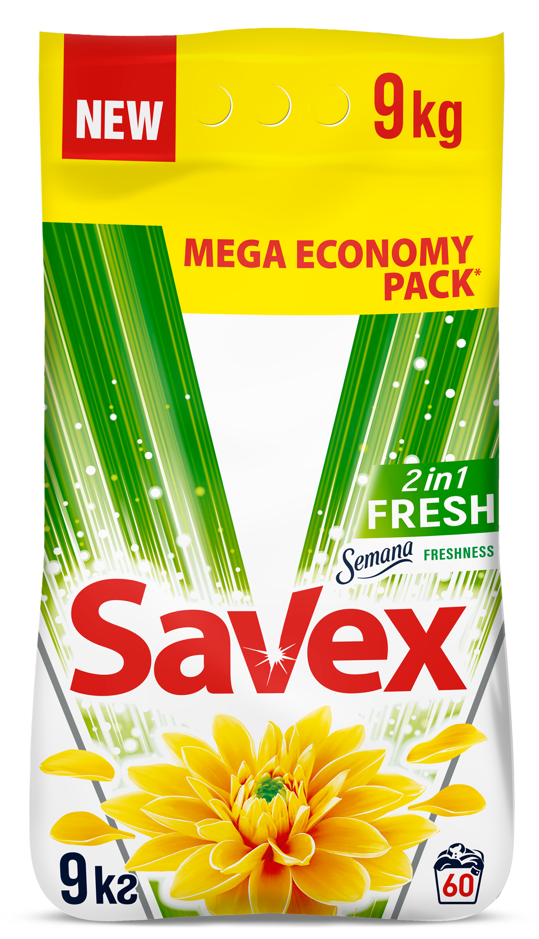 Savex 2-in-1 Fresh Laundry Detergent Powder, 9 kg