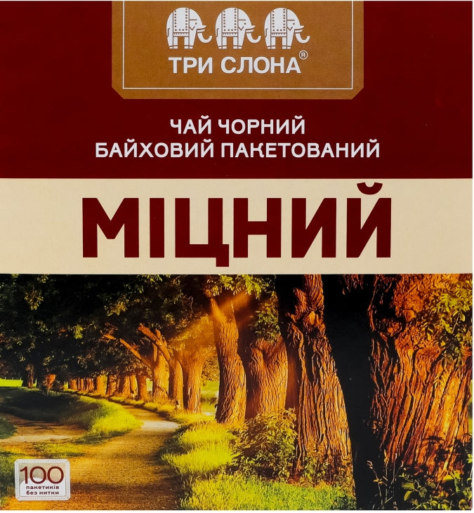 Three Elephants Strong Black Tea, 100 Tea Bags