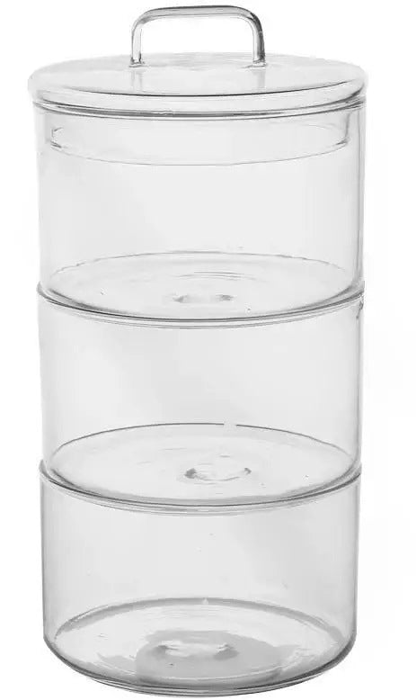 Olens DL21012638 Crystal Three-Tier Glass Jar, 20 x 12 cm, 3 x 150 g
