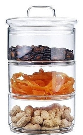 Olens DL21012638 Crystal Three-Tier Glass Jar, 20 x 12 cm, 3 x 150 g - Image 2