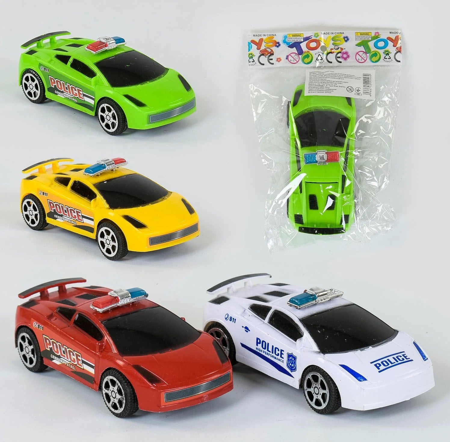 Toys 1868B Friction-Powered Police Car in Bag