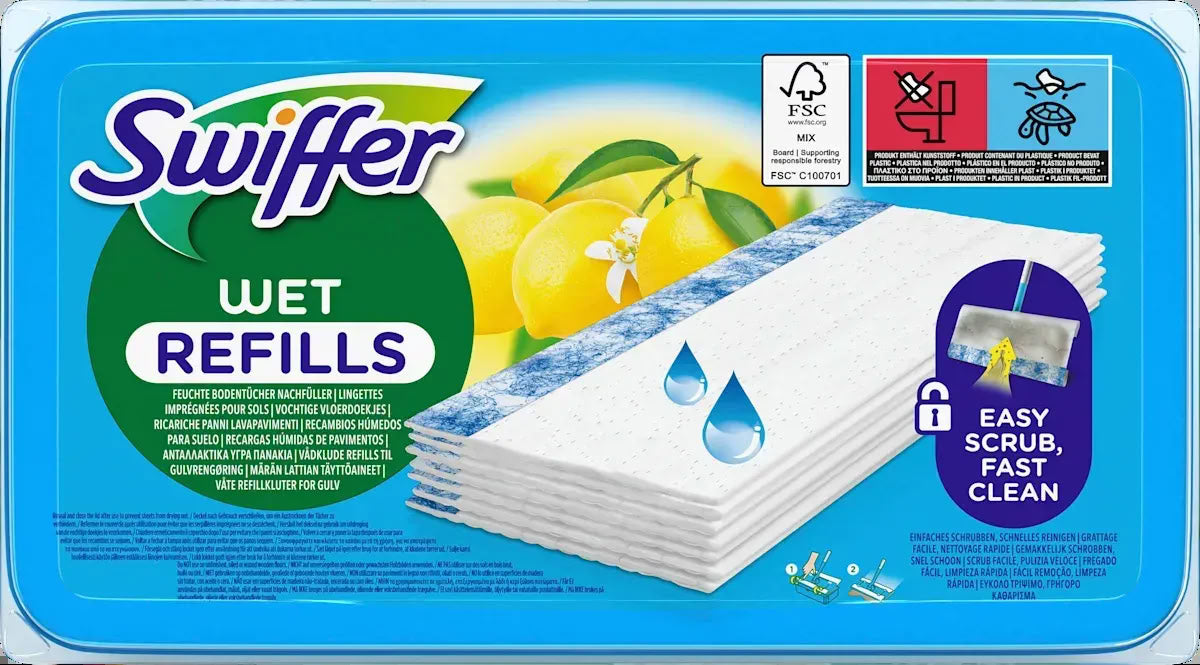 Swiffer Wet Refills Lemon-Scented Mop Wipes, 12 pcs