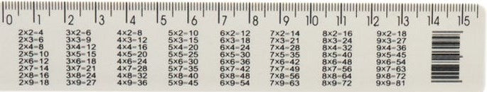 15 cm Plastic Ruler with Multiplication Table