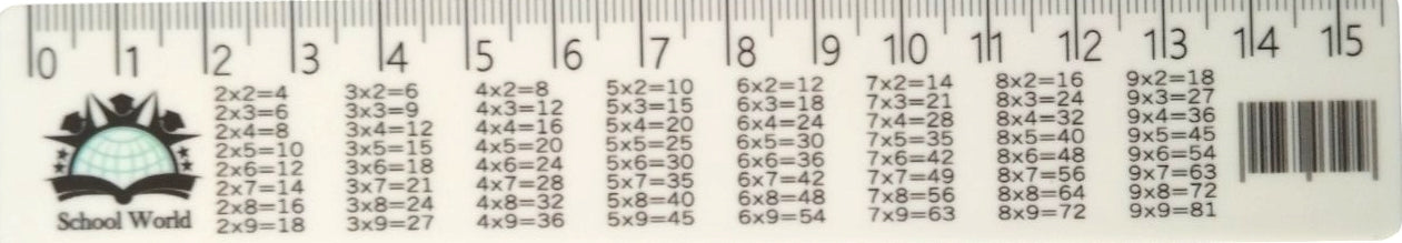 15 cm Plastic Ruler with Multiplication Table - Image 2