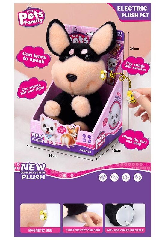Pets Family 667-96 Musical Interactive Dog with Movement, Voice Repeat, Magnetic Bee & USB Cable
