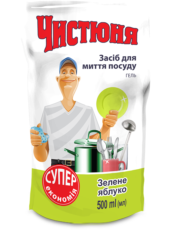 Chystiunia Green Apple Refill Pouch Dishwashing Liquid, 500 mL