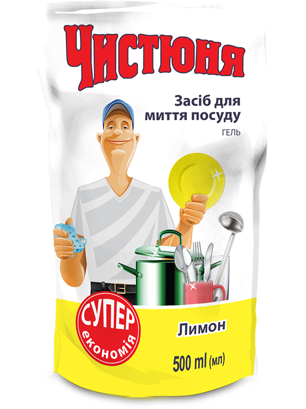 Chystiunia Lemon Refill Pouch Dishwashing Liquid, 500 mL