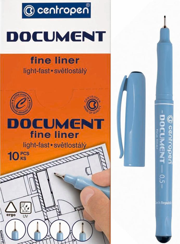 Centropen 2631 Document Black Liner, 0.5 mm