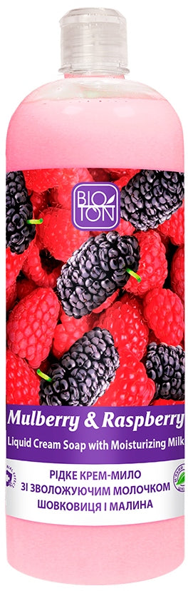 Bioton Cosmetics Mulberry & Raspberry Moisturizing Milk Liquid Cream Soap, 1 L