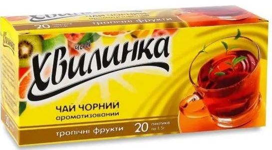 Khvylynka Tropical Fruits Flavored Black Tea, 20 Tea Bags
