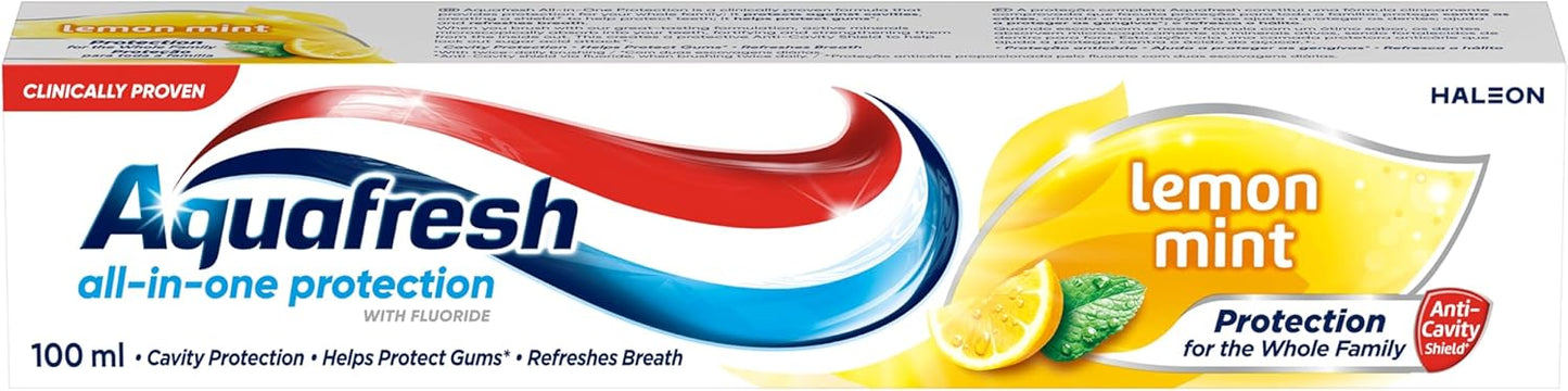Aquafresh All-in-One Protection Lemon Mint Toothpaste, 100 mL
