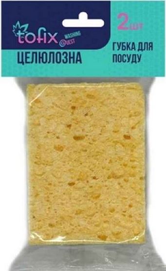 Tofix Cellulose Kitchen Sponges with Scrubbing Fiber, 2 pcs
