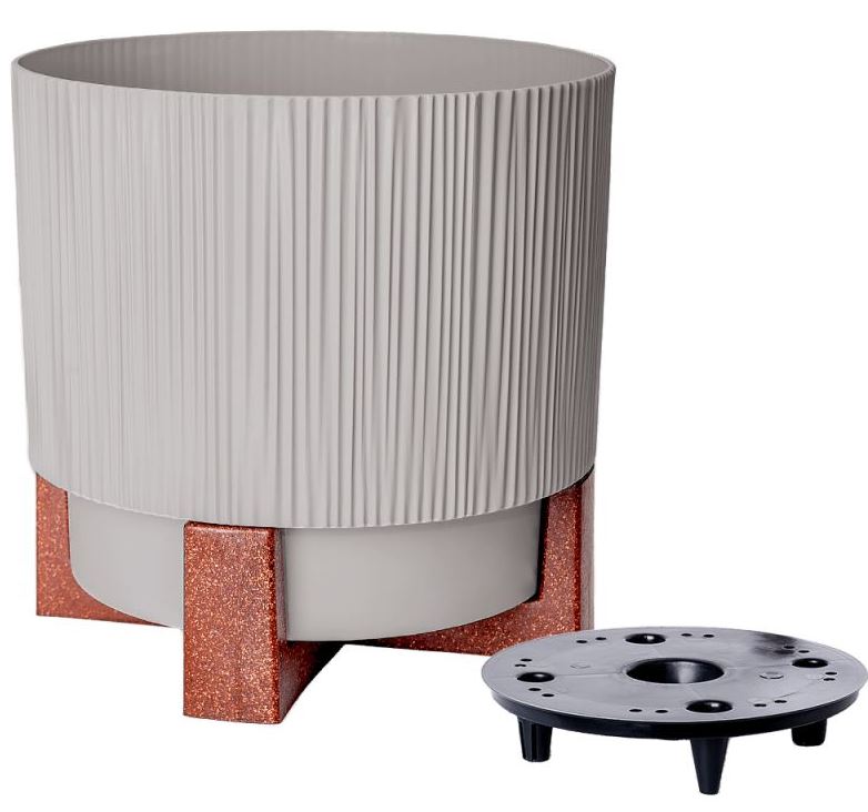 Aleana Oslo Flower Pot with Insert & Stand, Assorted, d 12 cm, 0.7 L