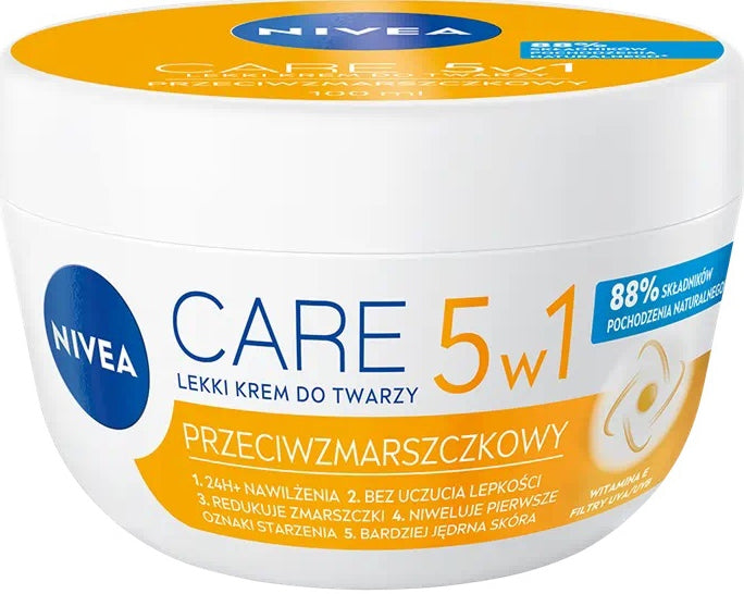 Nivea Care 5-in-1 Anti-Wrinkle Lightweight Face Cream, 100 mL
