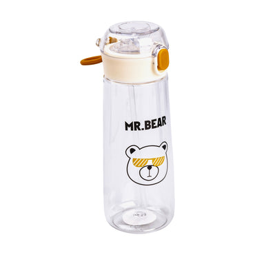 Mr. Bear Brown Water Bottle with Locking Lid & Straw, 600 mL - Image 2