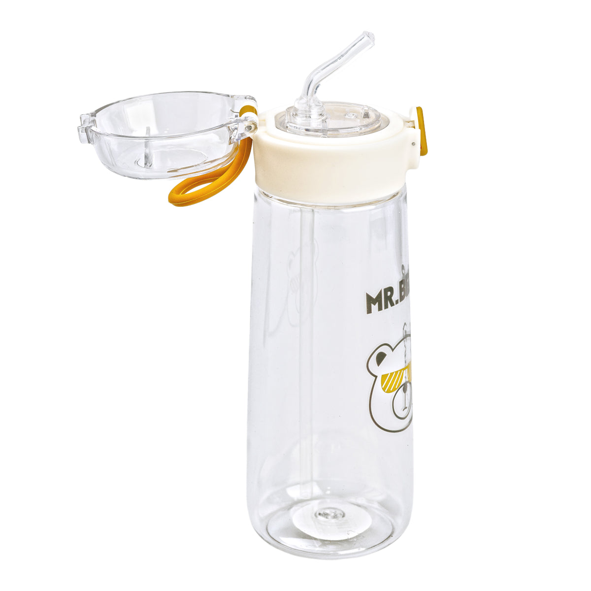 Mr. Bear Brown Water Bottle with Locking Lid & Straw, 600 mL - Image 3