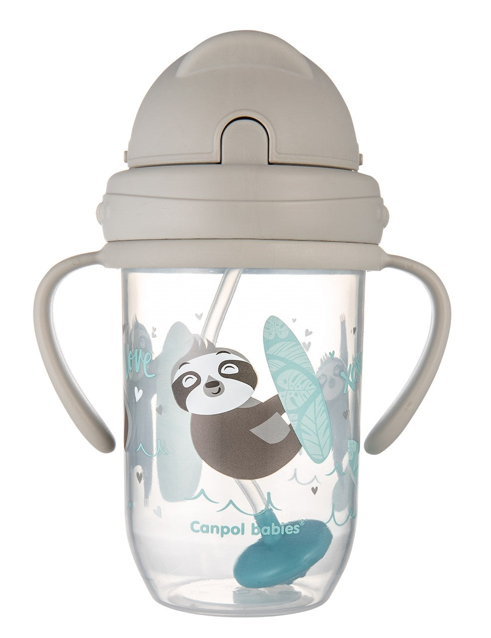 Canpol Babies 56/606 Gray Baby Cup with Folding Weighted Silicone Straw, 6+ Months, 270 mL