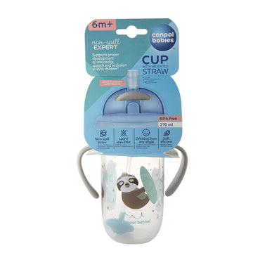 Canpol Babies 56/606 Gray Baby Cup with Folding Weighted Silicone Straw, 6+ Months, 270 mL - Image 2