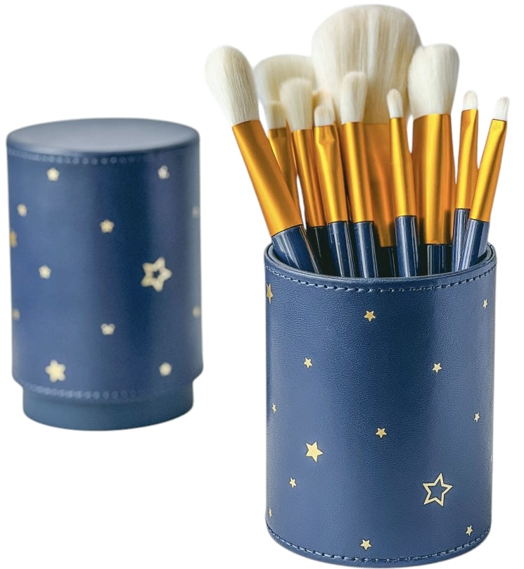 Makeup Brush Set in Blue Star Tube, 12 pcs