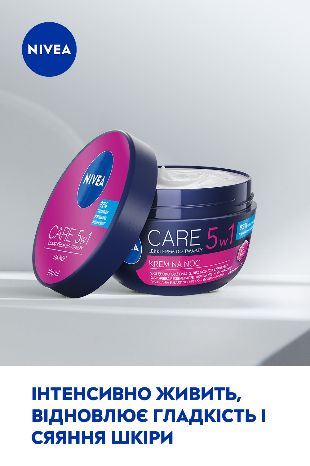 Nivea Care 5-in-1 Lightweight Night Face Cream with Vitamin B5, 100 mL - Image 3